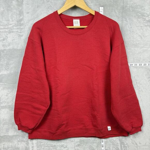 VTG 90s Russell Athletic Sweatshirts Made in USA Soild Y2K Adult Sz L Red Relax - Picture 1 of 10